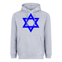 Heather Grey star of david Heavyweight Hoodie - linhVisuals