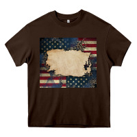 Chocolate Brown American flag add your text Heavy Core Tee - CowGirlArtShop