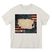 Cream American flag add your text Heavy Core Tee - CowGirlArtShop