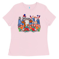 Bubblegum Pink All American Mama Cow Flowers Ladies Tee - CowCowDesign