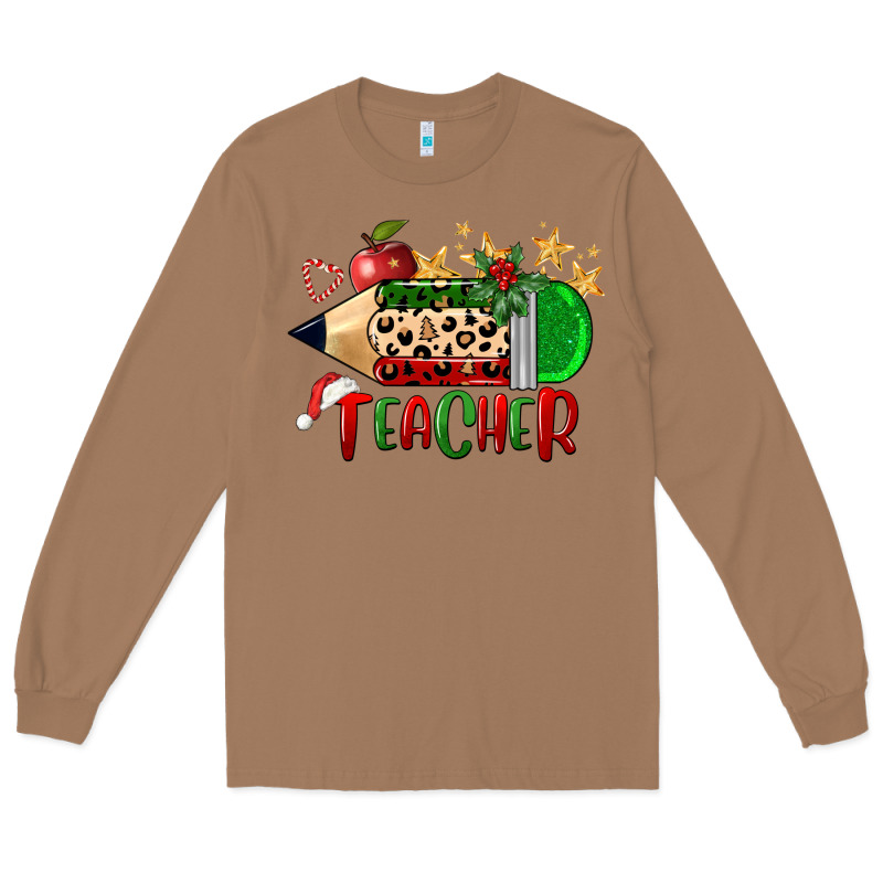 Christmas Teacher Pencil Long Sleeve Tee by FaDigitalArtStudio | Teevron
