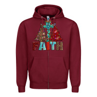 Burgundy cross and christmas trees Zipper Hoodie - AdoDesignShop