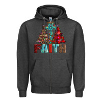 Charcoal Heather cross and christmas trees Zipper Hoodie - AdoDesignShop