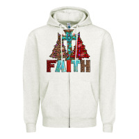 Oatmeal Heather cross and christmas trees Zipper Hoodie - AdoDesignShop