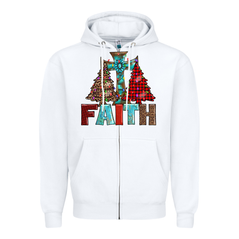 Cross And Christmas Trees Zipper Hoodie by AdoDesignShop | Teevron