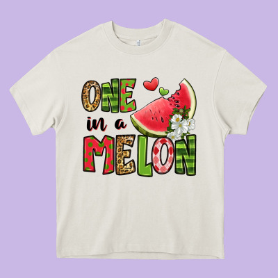 One In A Melon Watermelon Heavy Core Tee Designed By Jasminsmagicworld
