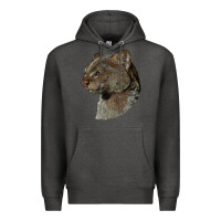 Charcoal Heather Jaguarundi Head Premium Hoodie - LillyAllenDesigns