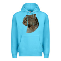 Ocean Blue Jaguarundi Head Premium Hoodie - LillyAllenDesigns