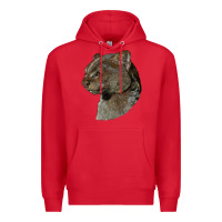 Red Jaguarundi Head Premium Hoodie - LillyAllenDesigns