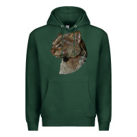 Sports Green Jaguarundi Head Premium Hoodie - LillyAllenDesigns