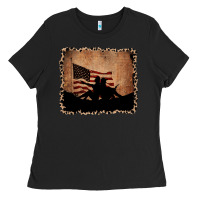 Black America Western Cowboy and Cowgirl Leopard Frame Ladies Tee - CowCowDesign
