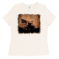 America Western Cowboy And Cowgirl Leopard Frame Ladies Tee | Teevron