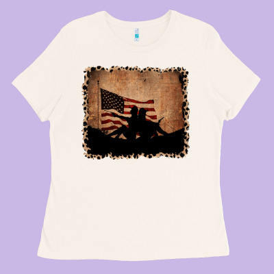America Western Cowboy And Cowgirl Leopard Frame Ladies Tee Designed By Cowcowdesign