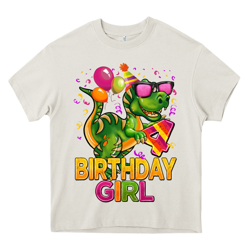 4th Birthday Girl T Rex Pink Heavy Core Tee by CowGirlArtShop | Teevron