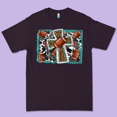 Football Cross Aztec Leopard Background Premium Tee Designed By Ranaportraitstore