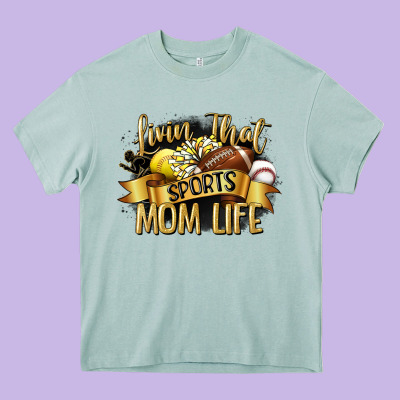 Livin That Sports Mom Life Heavy Core Tee Designed By Cowgirlartshop