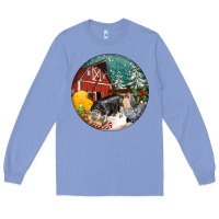 Colony Blue Christmas On The Farm Long Sleeve Tee - FaDigitalArtStudio