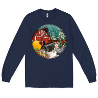 Navy Christmas On The Farm Long Sleeve Tee - FaDigitalArtStudio