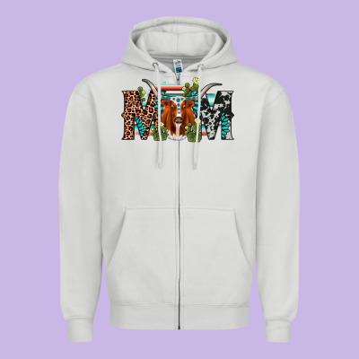 Longhorn Mom Zipper Hoodie Designed By Adodesignshop