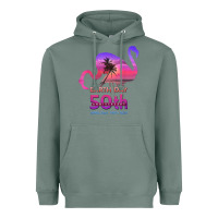 Sage earth day 50th anniversary pink flamingos sunset silhouette Heavyweight Hoodie - linhVisuals