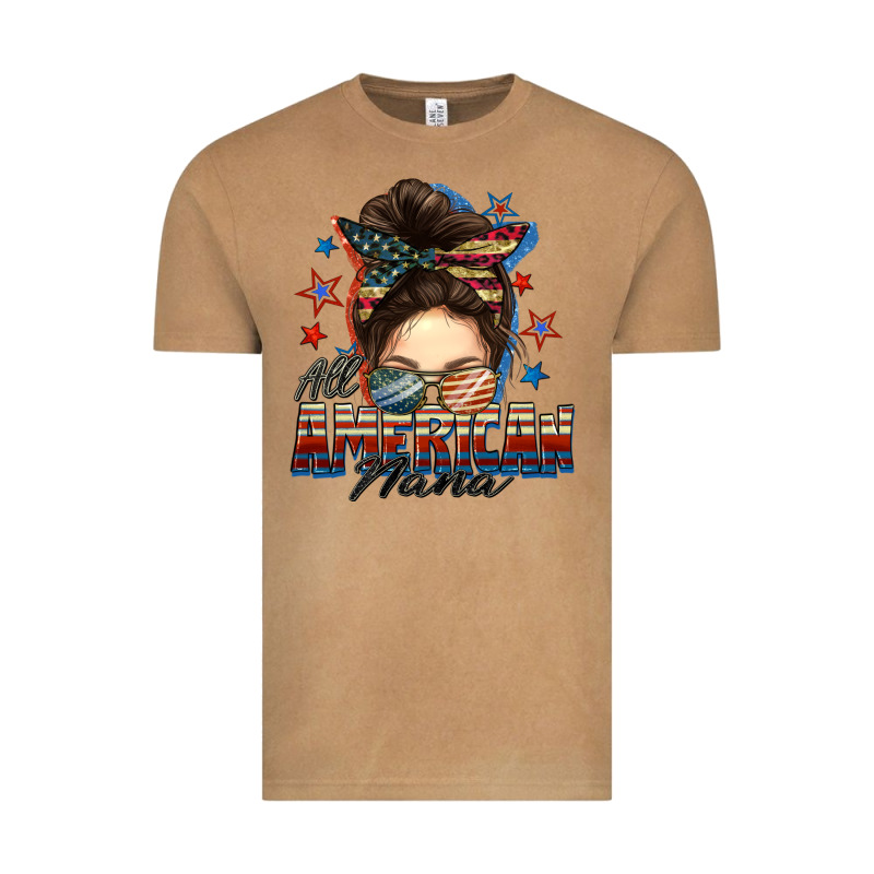 All American Nana Messy Bun Vintage Tee by FaDigitalArtStudio | Teevron