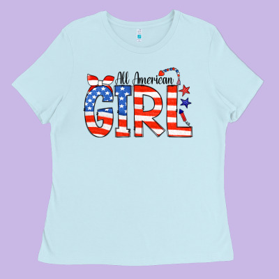 All American Girl Bandana Ladies Tee Designed By Cowcowdesign