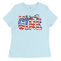 Baby Blue All American Girl Bandana Ladies Tee - CowCowDesign