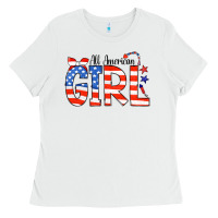 White All American Girl Bandana Ladies Tee - CowCowDesign