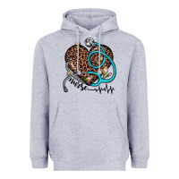 Heather Grey nurse leopard heart Heavyweight Hoodie - JahusDesignShop