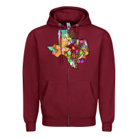 Burgundy christmas texas map Zipper Hoodie - AdoDesignShop