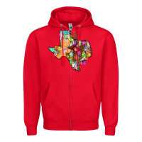 Red christmas texas map Zipper Hoodie - AdoDesignShop