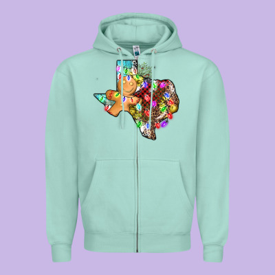 Christmas Texas Map Zipper Hoodie Designed By Adodesignshop