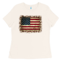 Bone America Flag and Leopard Ladies Tee - CowCowDesign