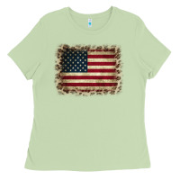 Matcha America Flag and Leopard Ladies Tee - CowCowDesign