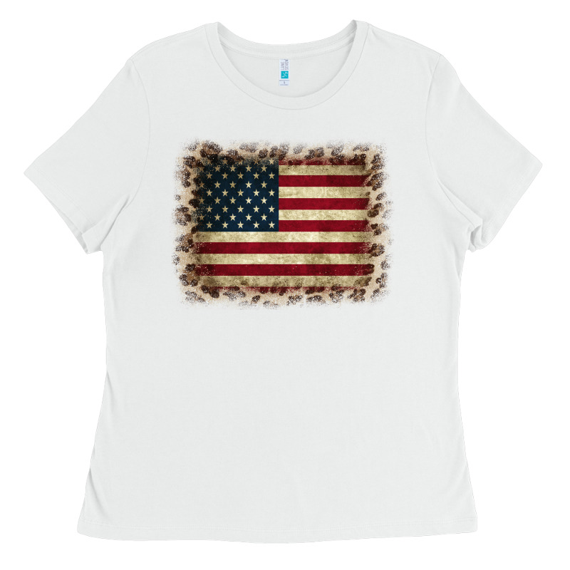America Flag And Leopard Ladies Tee by CowCowDesign | Teevron