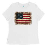 White America Flag and Leopard Ladies Tee - CowCowDesign