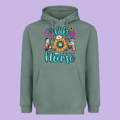 Wife Mom Nurse Heavyweight Hoodie Designed By Jahusdesignshop