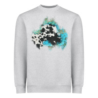 Heather Grey cowhide turquoise patch Heavyweight Sweatshirt - AdoDesignShop