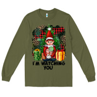 Army Green I'm Watching You Elf Long Sleeve Tee - FaDigitalArtStudio