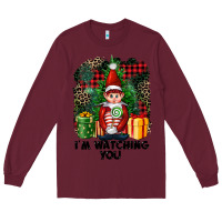 Burgundy I'm Watching You Elf Long Sleeve Tee - FaDigitalArtStudio