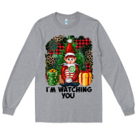 Heather Grey I'm Watching You Elf Long Sleeve Tee - FaDigitalArtStudio