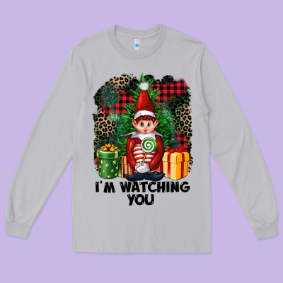 I'm Watching You Elf Long Sleeve Tee Designed By Fadigitalartstudio