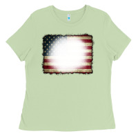 Matcha American Flag Bleach Effect Ladies Tee - CowCowDesign