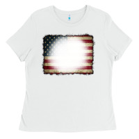 White American Flag Bleach Effect Ladies Tee - CowCowDesign