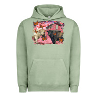 Pigment Oil Green valentine's day barn and black angus with charolais Urban Hoodie - RanaPortraitStore