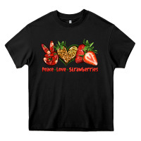 Black peace love strawberries Heavy Core Tee - Jasminsmagicworld