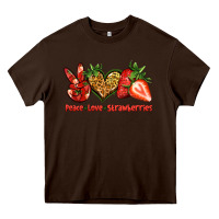 Chocolate Brown peace love strawberries Heavy Core Tee - Jasminsmagicworld