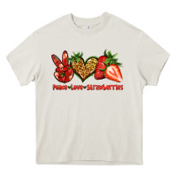 Cream peace love strawberries Heavy Core Tee - Jasminsmagicworld