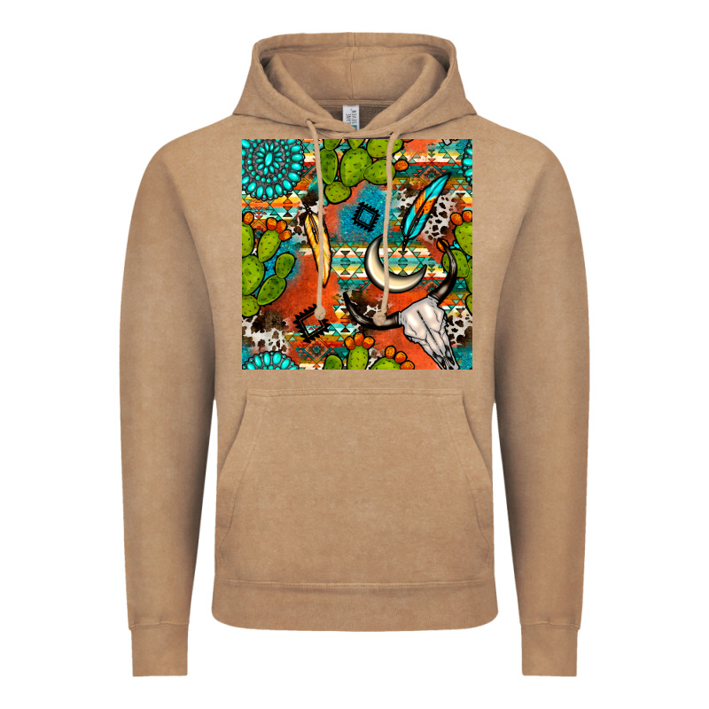 Western Cactus Aztec Seamless Pattern Vintage Hoodie by BundleAndBundleShop | Teevron