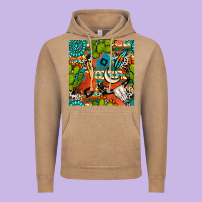 Western Cactus Aztec Seamless Pattern Vintage Hoodie Designed By Bundleandbundleshop